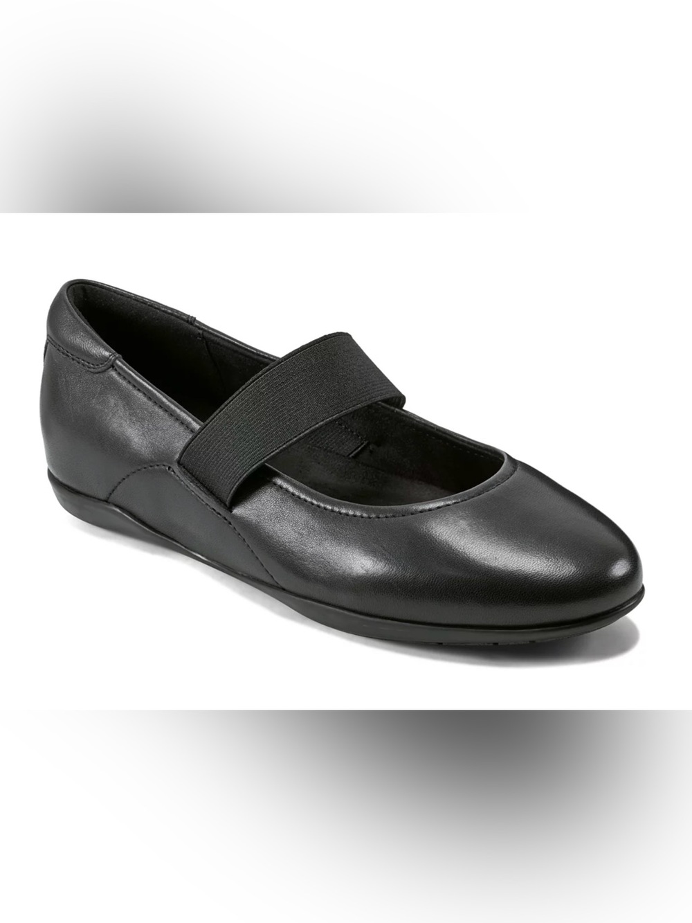 Rockport Black Leather Ever Mary Jane Ballet Flat w Elastic Strap size 10 BNIB